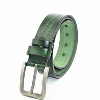 Mens Belt Cow Leather Blue/green/coffee/black Leather Belt for Men Alloy Pin Buckle Fashionable Trouser Belt for Jeans Belts