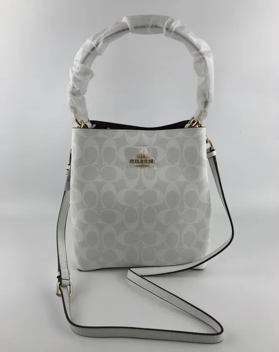 Authentic Coach 2312 Small Town Bucket Bag In White Signature Canvas