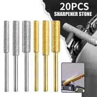 【CW】 20pcs Coated Cylindrical Burr 4/4.8/5.5mm Sharpener Stone File Chain Saw Sharpening Carving Grinding Tools