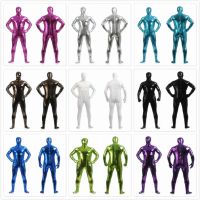 ชุดบอดี้สูทคอสเพลย์ เมทัลลิก Zentai มีซิปด้านหลัง สําหรับผู้ชาย