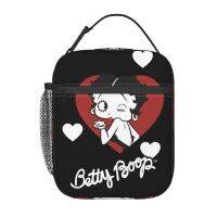 Betty Boop ถุงรักษาอุณหภูมิกล่องอาหารกลางวันเด็กแบบพกพากระเป๋าอาหารกลางวันโรงเรียนกล่องอาหารกลางวันแบบเป็นช่องสำหรับเด็กหญิงเด็กชาย