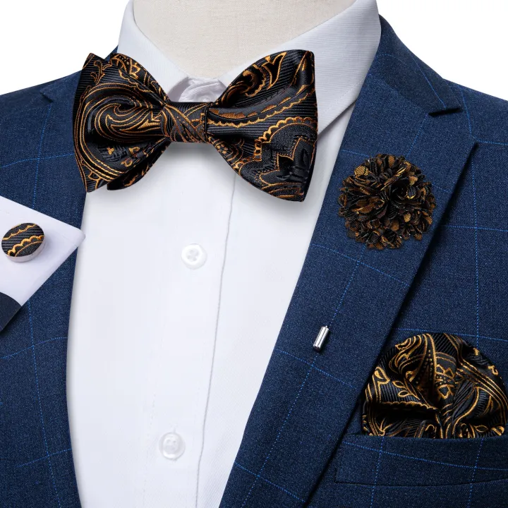 Step up Your Style Game Navy Blue Tux with Rose Gold Tie for the