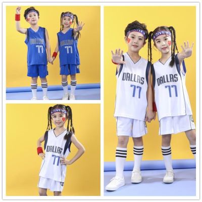 NBA Dallas Mavericks No.77 Luka Dončić Jersey Kids Basketball Clothing Suits
