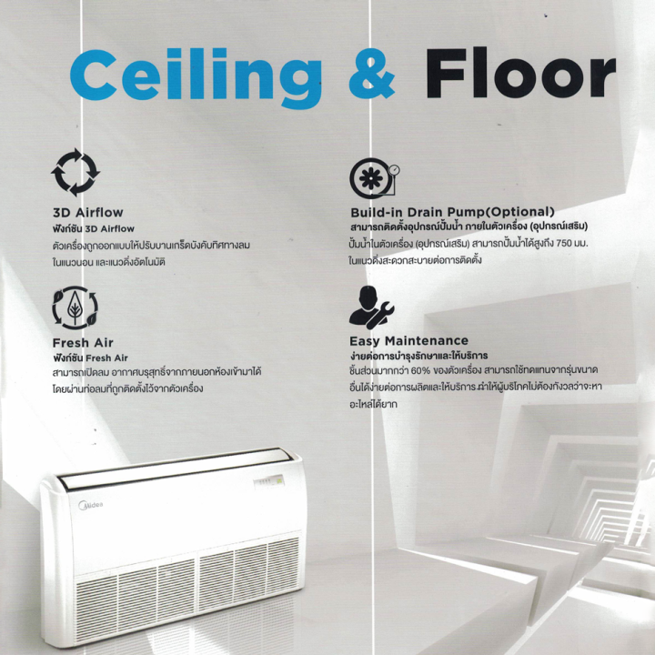 ส่งฟรี-midea-ceiling-floor-แอร์-เครื่องปรับอากาศตั้งพื้นหรือแขวนใต้ฝ้า-30-627-btu-รุ่น-mue-30crfn1-pc2-ไม่รวมติดตั้ง-htc