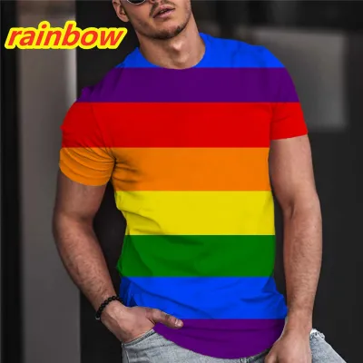 เสื้อยืด3d ธงเลสเบี้ยนสีรุ้ง LGBT ฤดูร้อนแฟชั่นผู้ชายเสื้อยืด3D แขนสั้นเสื้อยืดสตรีเสื้อยืดเสื้อสวมหัว