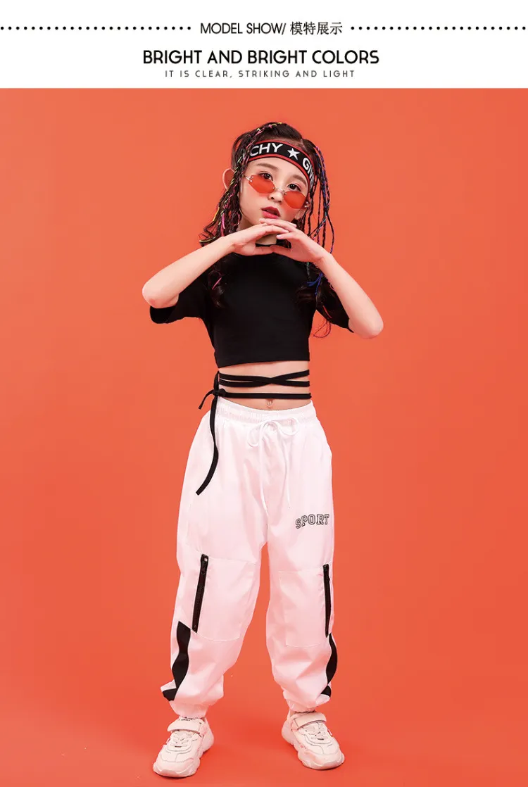 YUAAE Quần Áo Hip Hop Cho Trẻ Em Áo Đen Áo Crop Top Quần Âu Cho Bé Gái Bé  Trai Trang Phục Khiêu Vũ Nhảy Jazz Trang Phục Khiêu Vũ 