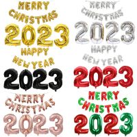 Gold 2023 Merry Christmas Happy New Year Balloons 32inch Numbers Balloons Foil Letter Ballons Decoration for Home Christmas Deco Balloons