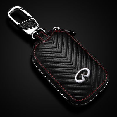☇❄ 1 Pcs Leather Key Case For Infidini FX QX30 QX50 QX60 QX80 Q50 Q70L Key Shell Buckle With Logo Key Cover Keychain Accessories