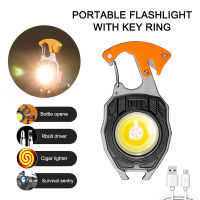 VIRWIR ไฟพวงกุญแจแบบพกพาขนาดเล็กไฟฉาย LED มัลติฟังก์ชั่ COB ไฟพวงกุญแจชาร์จไฟได้ USB 7โหมดไฟแม่เหล็กแรงทำงานซ่อมแซมตะเกียงตั้งแคมป์กลางแจ้ง