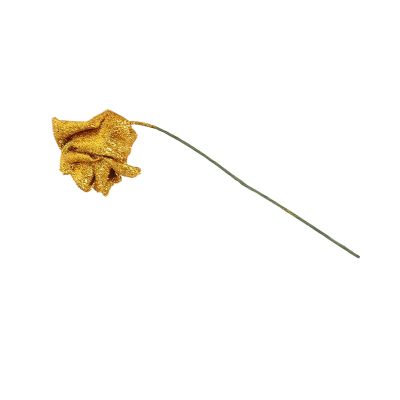 7Pcs Foam Glitter Artificial Rose Decor, Gold