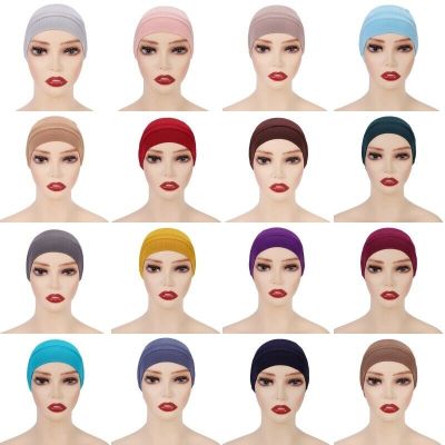 【YF】 26 Colors Turban Caps for Women Solid Soft Beanies Muslim Inner Hijab Tube Underscarf Hats Stretch Headscarf Wraps