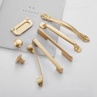 【hot】⊕๑  Gold Cabinet Handles Aluminum Alloy Wardrobe Drawer Knobs Pulls Handle Hardware