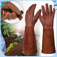 SIXUL หลอดยาวสำหรับหลอด ถุงมือทำสวนสำหรับเด็ก เครื่องหนังแท้ กาแฟและกาแฟ ถุงมือตัดแต่งกิ่ง เครื่องมือเครื่องมือช่าง ป้องกันหนาม ถุงมือระบายอากาศได้ สวนในสวน