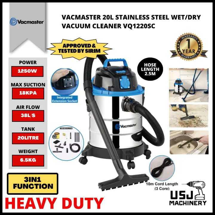 VACMASTER 20L Stainless Steel vacuum Cleaner VQ1220SC | 1 Year Warranty ...