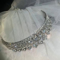 Mewah AAA Kubik Zirkonia Puteri Mahkota Kristal Pengantin Tiaras Pengantin Ikat Kepala Rhinestone