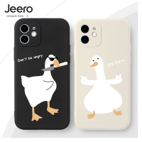 Luxury Shockproof Soft Silicone Cover For 13 12 11 Pro Max SE 2020 X XR XS 8 7 6 Plus Couple Funny White Goose Phone Case