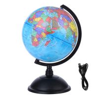 20CM World Globe Map Rotating Stand + LED Light World Earth Globe Map School Geography Educational Kids Exploring
