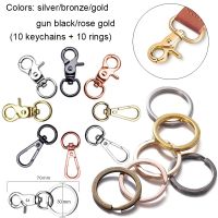 ☒❈ 10set swivel clasp set lanyard snap buckle with key chain rings key chain clip hook for DIY necklace bracelet chain supplies