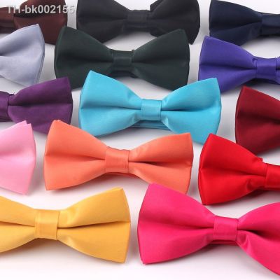 ✁▨ Fashion Solid Bow Tie For Men Women Classic Bowtie For Business Wedding Bowknot Adult Mens Bowties Cravats Red Purple Tie