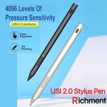 USI 2.0 Stylus Pen w Chromebook 4096 Levels Pressure, Rechargeable, Support  tilt Feature ,Palm Rejection, USB-C Charge Compatible w Lenovo , HP, ASUS,  Acer, Dell, Samsung Chromebook, 2 Extra Pen Tips. 