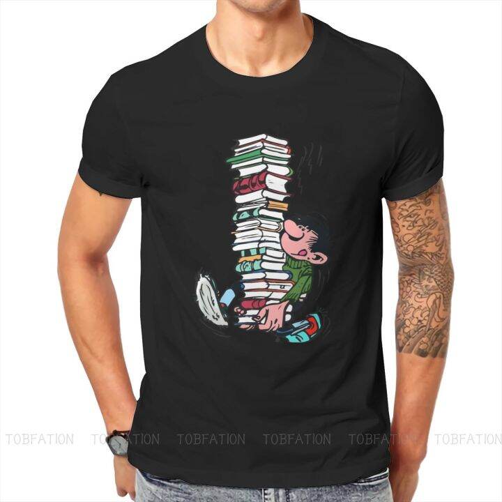 gaston-lagaffe-comics-tshirt-สำหรับผู้ชายพร้อมหนังสือ-soft-casual-tee-เสื้อยืดความแปลกใหม่อินเทรนด์หลวม