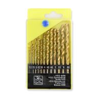 ❁✓❇ 13pc 1.5-6.5mm Round Shank Twist Drill Bit Set Titanium Coated Hole Cutter High Speed Steel Gun Drill Bit Woodworking Metal Tool