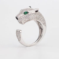 New Sterling Silver Color Fashion Domineering Leopard Head Ring Men And Women Couple Ring High Quality Luxury nd Jewelry Gift