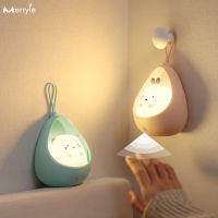 Cartoon Cat Rabbit Cute Night Lights for Baby Kids PIR Motion Sensor Bedroom Bedsibed Lamp USB Rechargeable Closet Cabinet Lamp