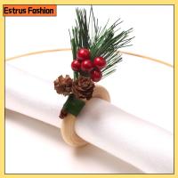 แหวนแฟชั่นสำหรับลูกสนโต๊ะแต่งงานห่วงผ้าเช็ดปากคริสต์มาสที่วางผ้าเช็ดปากสำหรับไม้ที่เป็นงานฝีมือ