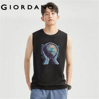 GIORDANO Men Park Series T-Shirts Fashion Print Summer Tee 100% Cotton Crewneck Sleeveless Simple Basic Casual Tshirts 91093180