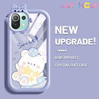 Jlingji เคสสำหรับ Xiaomi 11 Lite 5G 11 Lite 5G Ne เคสลายการ์ตูนหมีหวานสีสันสดใสนิ่มสำหรับเลนส์กล้องมอนสเตอร์น้อยน่ารักกันกระแทกแบบใสเคสมือถือความคิดสร้างสรรค์โปร่งใสปลอกป้องกันซิลิโคนง่าย