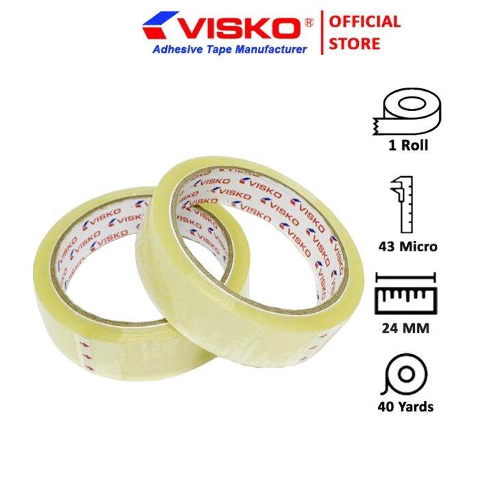 Visko [1 Roll] Clear Opp Tape 24mm x 40 Yard Packaging Tape | Lazada