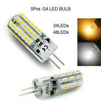 5แพ็คหลอดไฟ LED G4ขนาดเล็ก220V Ac/dc 12V SMD 3014ไฟซิลิโคน24 48 Leds แทนที่20W 30W หลอดฮาโลเจนลำแสง360ไฟโคมระย้ามุม