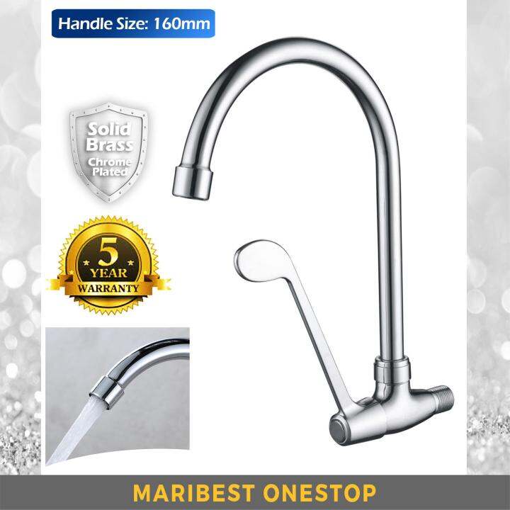 FULL BRASS LONG HANDLE WALL KITCHEN TAP BM6223 Lazada