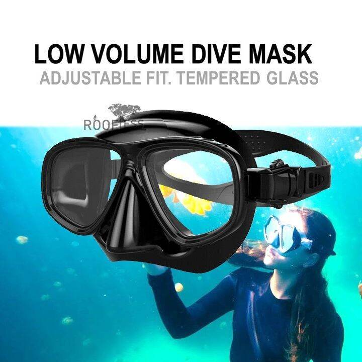 ROOFLESS Professional Free Diving Mask Low Volume Silicone Snorkeling ...