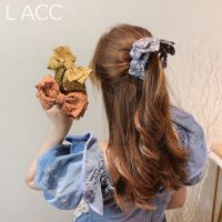 Korea Sweet Japanese Floral Big Bow Banana Clip Vertical Clip Ponytail Clip Hairpin Hair Accessories Headdress Women Hair Accessories