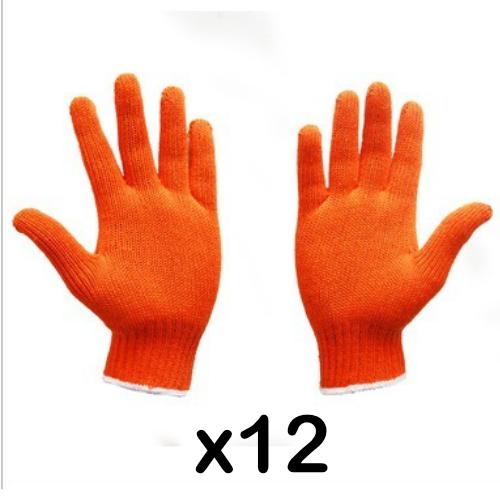 24 Pairs Red PVC Coated Knitted Wrist Rubber Work Gloves Mens Builders Gardening 