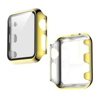 SmartPhonemall For Apple Watch Series 3 &amp; 2 &amp; 1 38mm Electroplated PC Case + Tempered Film Integrated Protective Cover(Gold)