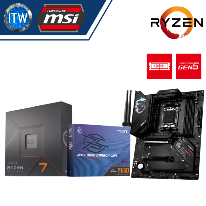 AMD Ryzen 7 7700X Desktop Processor without Cooler with MSI MPG B650