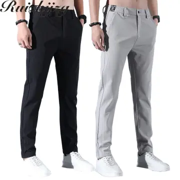 Men's Summer Ankle Length Pants Thin Casual Trousers Business Slim