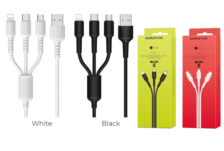 BOROFONE BX16 Easy 3-in-1 charging cable for ip / Micro-USB / Type-C สายชาร์จ 3in1