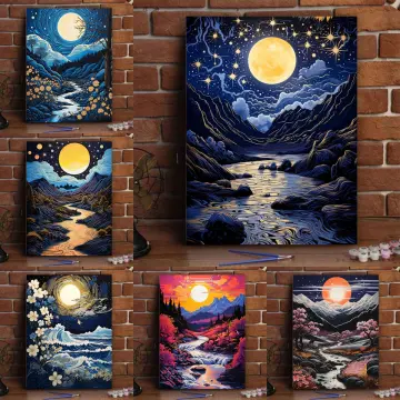 SDOYUNO Oil Paint By Numbers Adults Acrylic Paints Moon Landscape