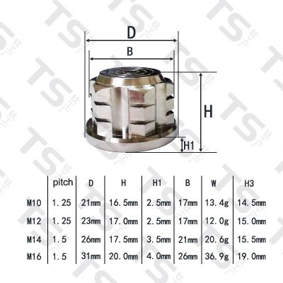 {Haotao Hardware} TS น็อตไทเทเนี่ยม M10/12X1.25P M14/16X1.5P สกรูน๊อตหน้าแปลน Ti น็อตไททาเนียมอัลลอยด์แกนหมุนด้านหลังน๊อต (1ชิ้น)