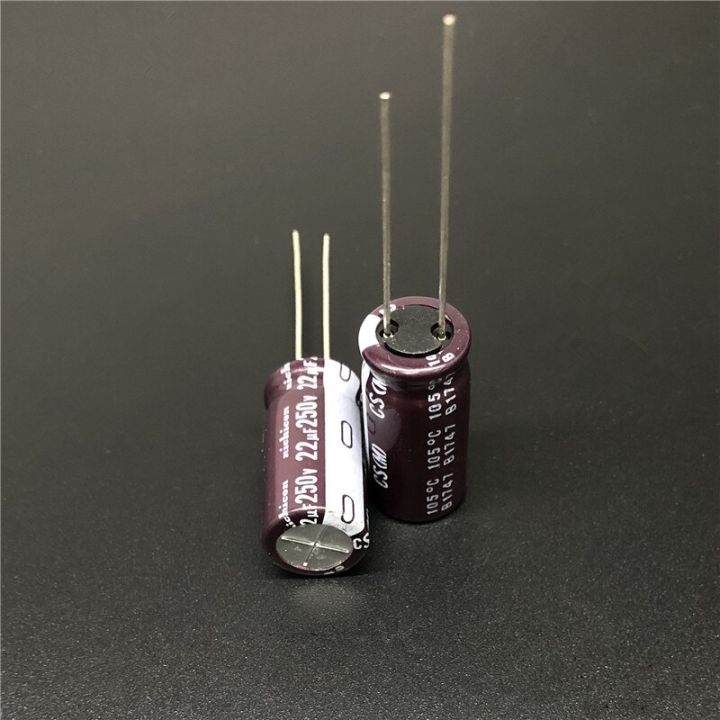 10pcs-100pcs-22uf-250v-nichicon-cs-series-10x20mm-high-ripple-current-high-reliability-250v22uf-aluminum-electrolytic-capacitor