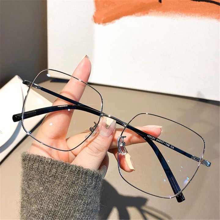 แว่นกรองแสง-กรองแสงและกันuv400-2in1-ทรงสแควร์-anti-uv-แว่นตาสำหรับ-unisex-anti-blue-light-แว่นตาคอมพิวเตอร์แว่นตากรอบโลหะ