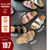 【 รุ่นเดียวกับซูหยิน 】 เท็กซัสฮอลิเดย์ รองเท้าแตะ Birkenstock แบบหัวเข็มขัดคู่พื้นหนาหนังแท้แนววินเทจรองเท้าแตะผู้หญิงใส่ด้านนอก ~