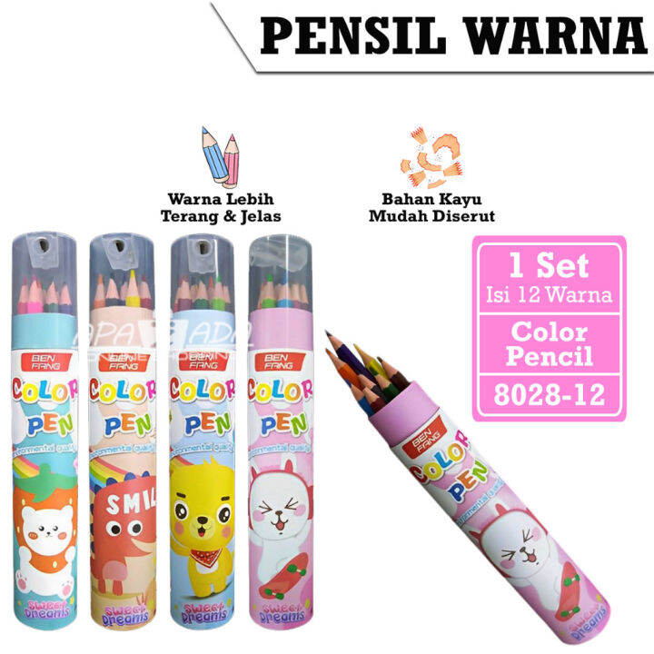 Apazada Pensil Warna Panjang Ada Serutan [1 Set Isi 12 Warna