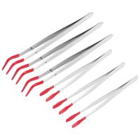 6 Pcs of Rubber Tip Tweezers PVC Silicone Precision Tweezers Laboratory Industrial Hobby Craft Tweezers Tool