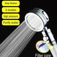 ZhangJi Pressure 3 Modes Shower with Stop Replaceable Filter Multifunction Electroplated Saving