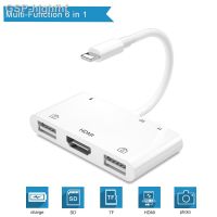 อะแดปเตอร์เชื่อมต่อตัวแยกสาย Aux กล้อง Hjghfhf 6 1 Lightning To Sd/tf/hdmi สำหรับ iPhone Series Xr/ 8/8P /Ipad THT-011-1